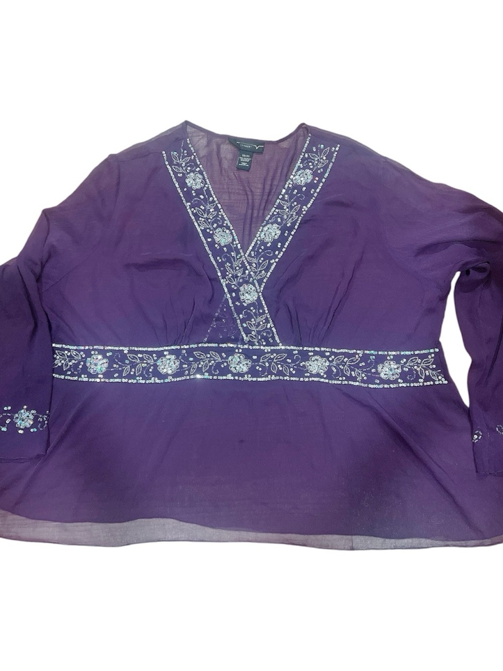 Venezia Purple Embroidered V-Neck Tunic